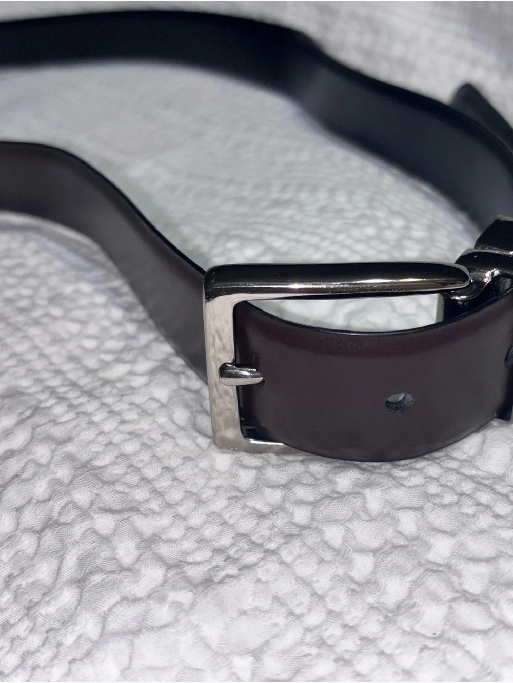 Men's Brown and Black Reversible Leather Belt with Silver Buckle